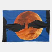 Krähen, Schwarzwild, Moon und Ravens Geschirrtuch (Horizontal)