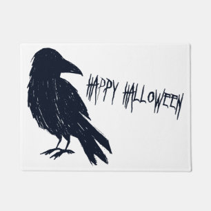 Krähen-Silhouette-Fußmatte Halloweens schwarze Fußmatte
