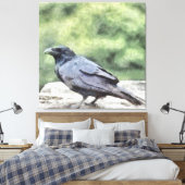 Krähen überall sind ebenso schwarze Aquarellkunst Leinwanddruck (Insitu (Schlafzimmer))