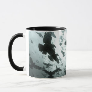 Krähen-Uhr-Tasse, Ravens-Kaffee Tasse