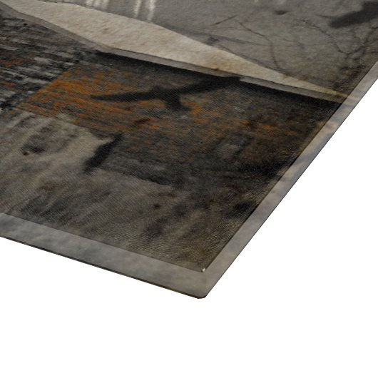 Krähen und alter Stall Schneidebrett (Ecke)