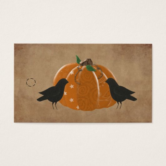 Krähen und Pumpkin Primitive Hang Tag (Vorderseite)
