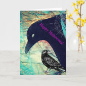 Krähen zu Halloween Karte (Gelbe Blume)