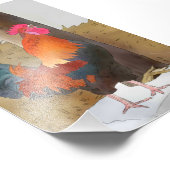 Krähender Hahn Fotodruck (Ecke)