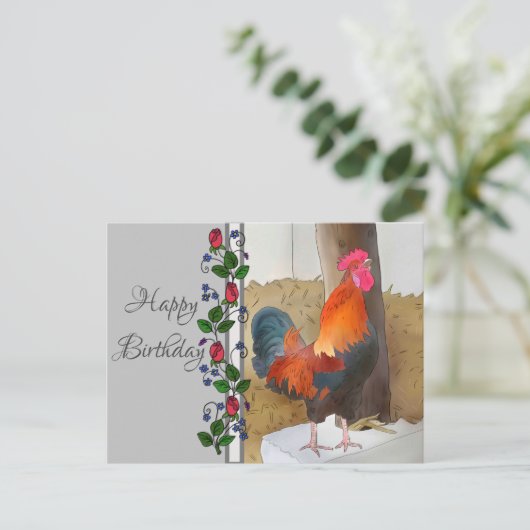 Krähender Hahn Postkarte (Stehend Vorderseite)