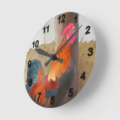 krähender Hahn Runde Wanduhr (Winkel)