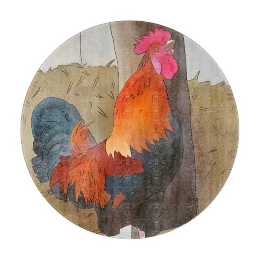 krähender Hahn Schneidebrett (Vorderseite)