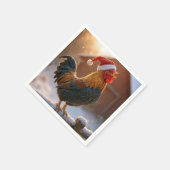 Krähender Weihnachtshahn mit Santa-Hut Serviette (Ecke)