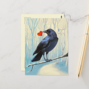Krähenliebe Pastell-Postkarte Postkarte