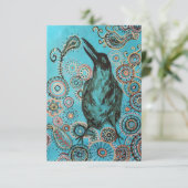 Krähenmalerei auf Blau Dankeskarte (Stehend Vorderseite)
