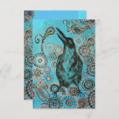 Krähenmalerei auf Blau Dankeskarte (Vorne/Hinten)