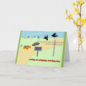 Kräht auf einem Auto Boot Verkauf. Geburtskarte Karte (Gelbe Blume)