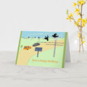 Kräht auf einem Auto Boot Verkauf. Geburtskarte Karte (Gelbe Blume)