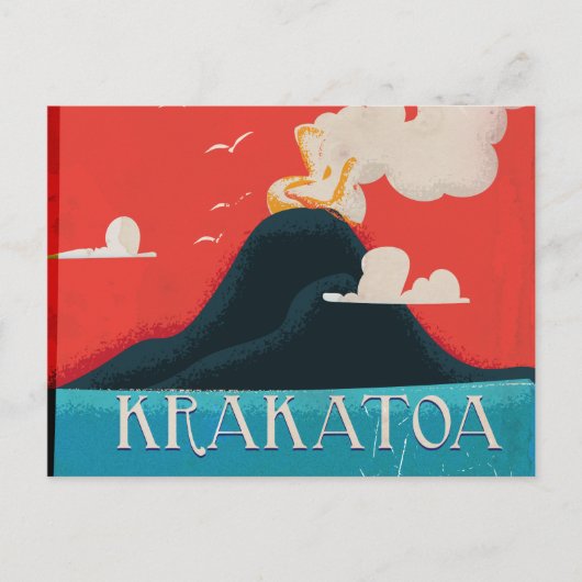 Krakatoa Vintag Vacation Poster Art Postkarte (Vorderseite)