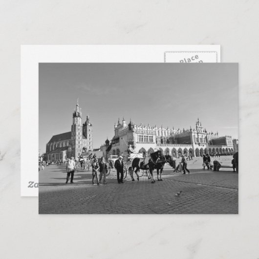 Krakau, alte Stadt, Polen, Schwarzweiss-Postkarte Postkarte (Vorne/Hinten)