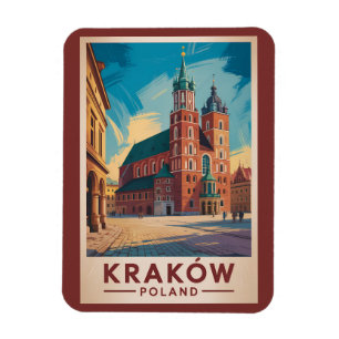Krakau Polen Illustration Reise Kunst Vintage Magnet