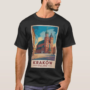 Krakau Polen Illustration Reise Kunst Vintage T-Shirt
