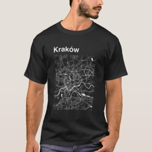 Krakau Polen Klassische Stadtkarte Grafik T-Shirt