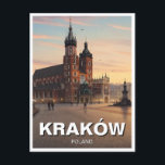 Krakau Polen Reisen Postkarte<br><div class="desc">Krakau, eine der historischsten und malerischsten Städte Polens, ist ein Kulturdenkmal mit mittelalterlichem Charme, lebendigen Traditionen und atemberaubender Architektur. Die Altstadt von Krakau, einst die königliche Hauptstadt Polens, ist ein UNESCO-Weltkulturerbe. Hier finden Sie Rynek Główny, den größten mittelalterlichen Marktplatz Europas. Der Platz ist Zuhause zur Sukiennice (Tuchhalle), wo Händler seit...</div>