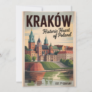 Krakau Polen Retro-Silhouette Stadtansicht Reise Feiertagskarte