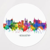 Krakau Polen Skyline Etiketten (Design 2)