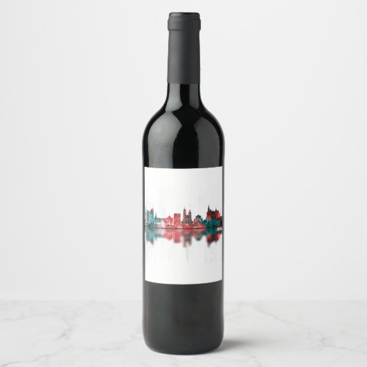 Krakau Polen Skyline Weinetikett (Vorderseite)