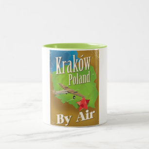 Krakau Polen Vintage-Flugreiseplakat Zweifarbige Tasse