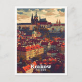 Krakau Polen Vintage Kunstreise Illustration Postkarte (Vorderseite)