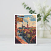 Krakau Polen Vintage Kunstreise Illustration Postkarte (Stehend Vorderseite)