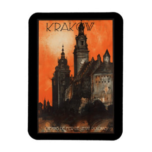 Krakau Polen - Vintage polnisches Reiseplakat Magnet