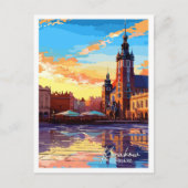 Krakau Polen Vintage Reise Illustration Postkarte (Vorderseite)