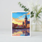 Krakau Polen Vintage Reise Illustration Postkarte (Stehend Vorderseite)