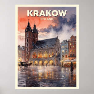 Krakau Polen Vintage Reise Poster