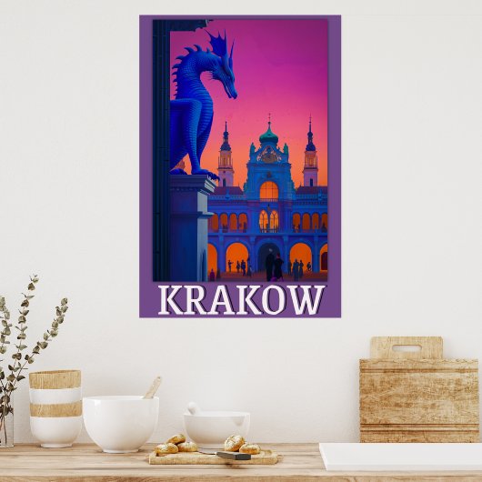 Krakau Poster - Drachenschau über der Tuchhalle (Küche)