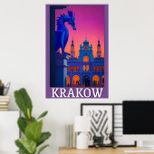 Krakau Poster - Drachenschau über der Tuchhalle (Heimbüro)