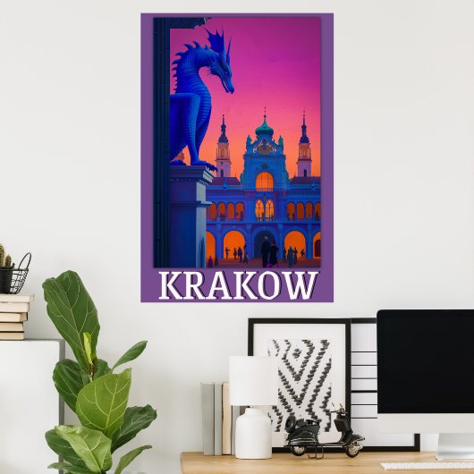 Krakau Poster - Drachenschau über der Tuchhalle (Heimbüro)