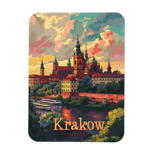 Krakau Sonnenuntergang Vintage Magnet