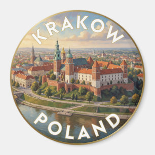 Krakau Wawel-Schloss Blick auf die Weichsel Magnet