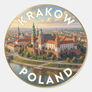 Krakau Wawel-Schloss Blick auf die Weichsel Runder Aufkleber