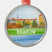 Krakauer Skyline in Aquarell Polen Polska Ornament Aus Metall (Vorne)