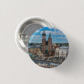 Krakauer Stadtzentrum von oben in Polen Button (Vorne & Hinten)