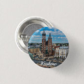 Krakauer Stadtzentrum von oben in Polen Button (Vorne & Hinten)