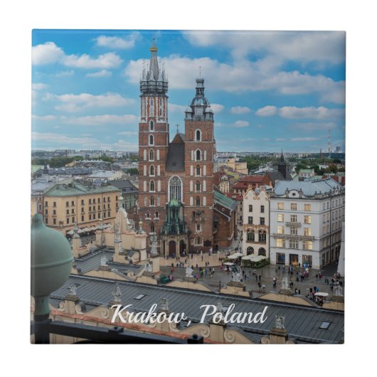 Krakauer Stadtzentrum von oben in Polen Fliese (Vorderseite)