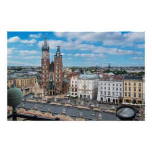 Krakauer Stadtzentrum von oben in Polen Fotodruck
