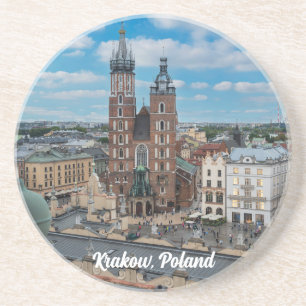 Krakauer Stadtzentrum von oben in Polen Getränkeuntersetzer