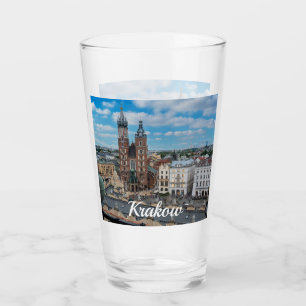 Krakauer Stadtzentrum von oben in Polen Glas