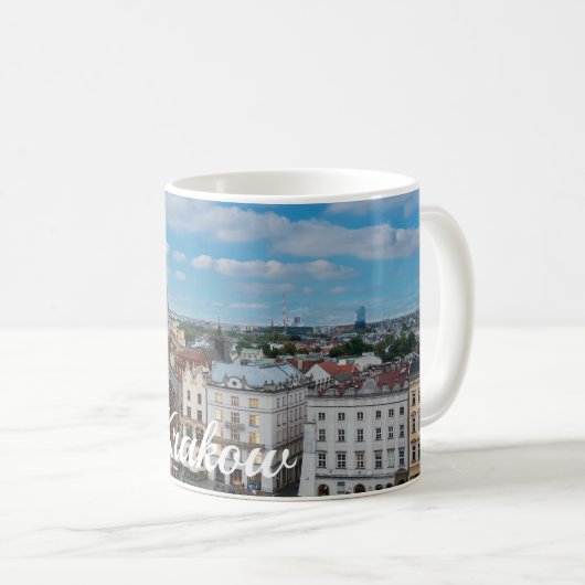 Krakauer Stadtzentrum von oben in Polen Kaffeetasse (VorderseiteRechts)