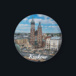 Krakauer Stadtzentrum von oben in Polen Magnet<br><div class="desc">Krakau Stadtzentrum mit Marienkirchen Basilika von oben in Krakau,  Polen</div>