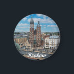 Krakauer Stadtzentrum von oben in Polen Magnet<br><div class="desc">Krakau Stadtzentrum mit Marienkirchen Basilika von oben in Krakau,  Polen</div>