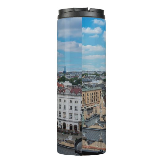 Krakauer Stadtzentrum von oben in Polen Thermosbecher (Rückseite)